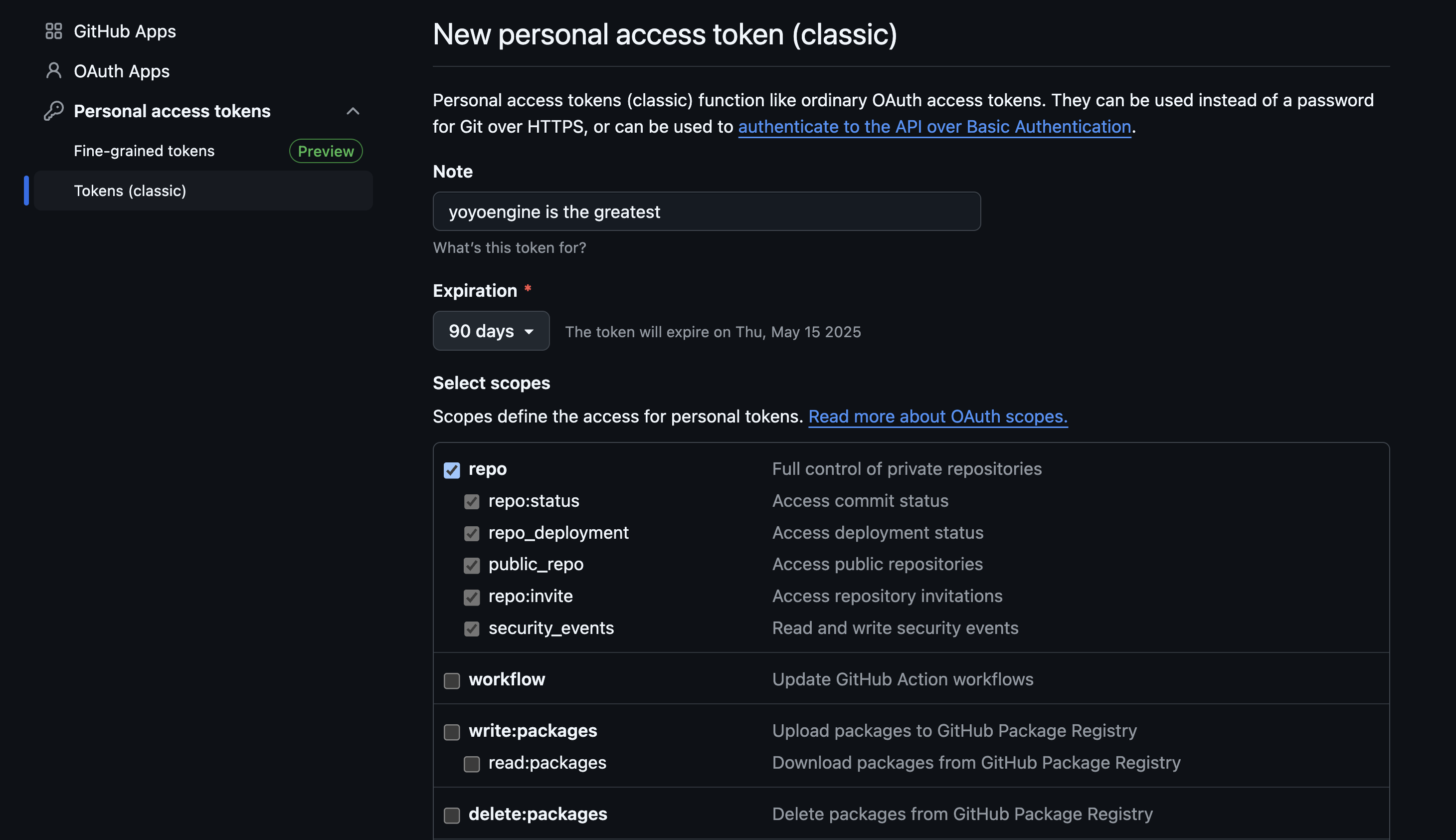 GitHub PAT Generation